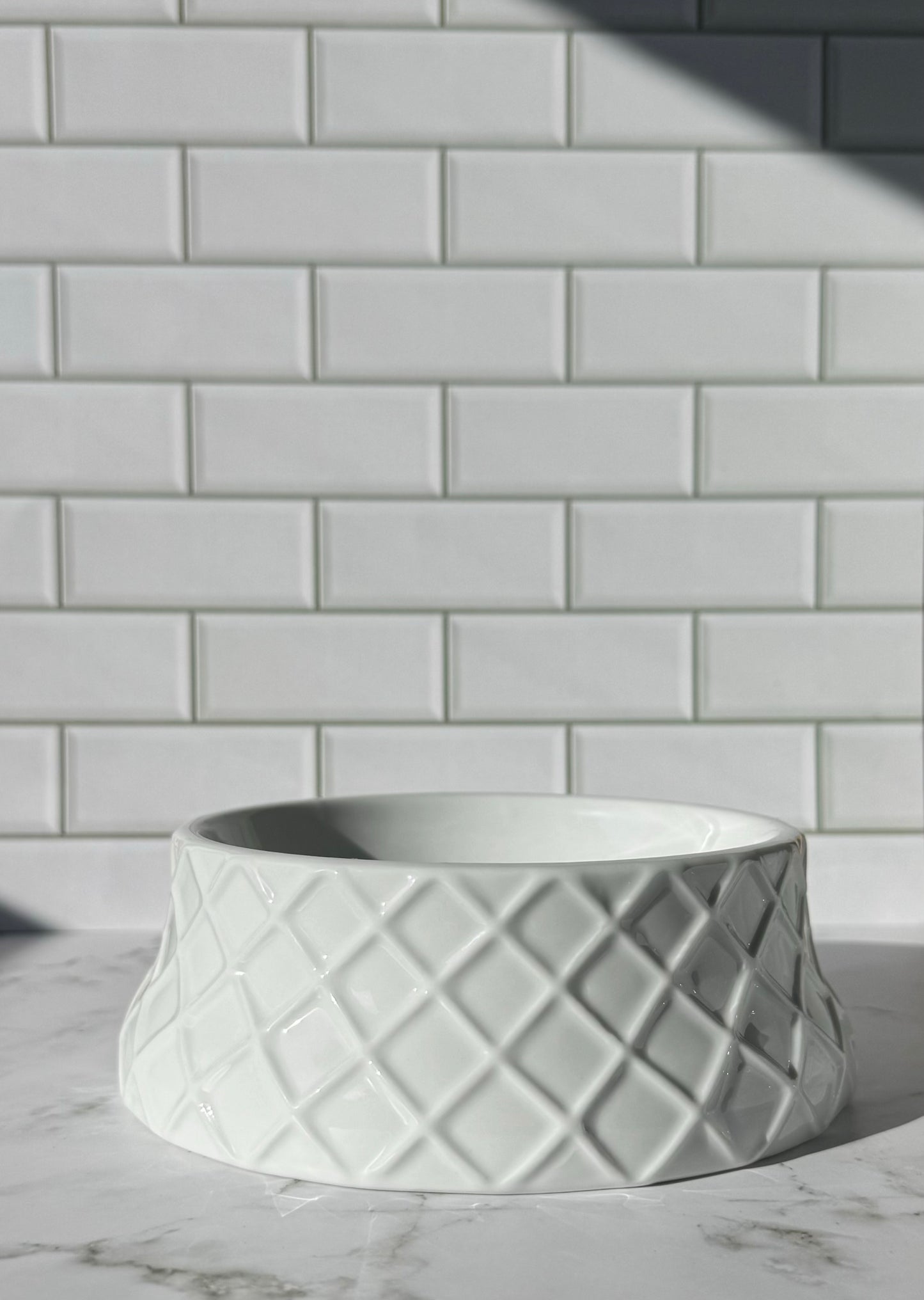 Pet Bowls | White Lattice