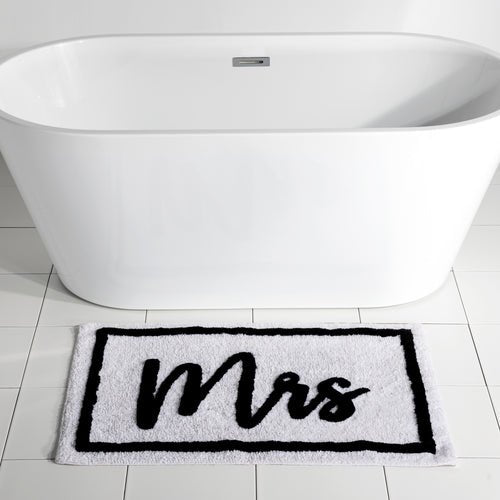 "Mrs" Bath Mat in White