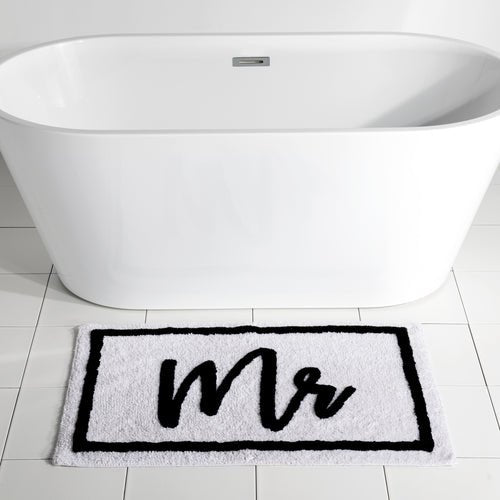 "Mr" Bath Mat in White