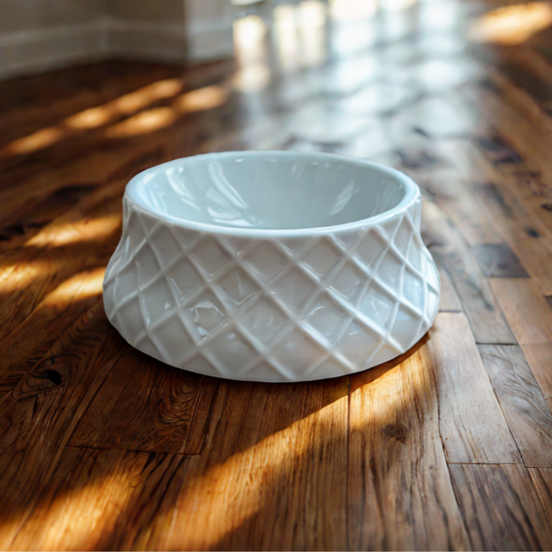 Pet Bowls | White Lattice